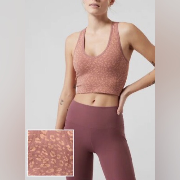 Athleta Tops - Athleta Aurora Crop Rib Tank Camisole Leopard Print V-Neck Tank Top Size Medium
